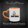 Photo Print Mug ( Heart Handle ORANGE)