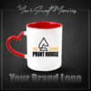 Photo Print Mug ( Heart Handle RED)