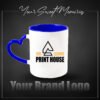 Photo Print Mug ( Heart Handle BLUE)
